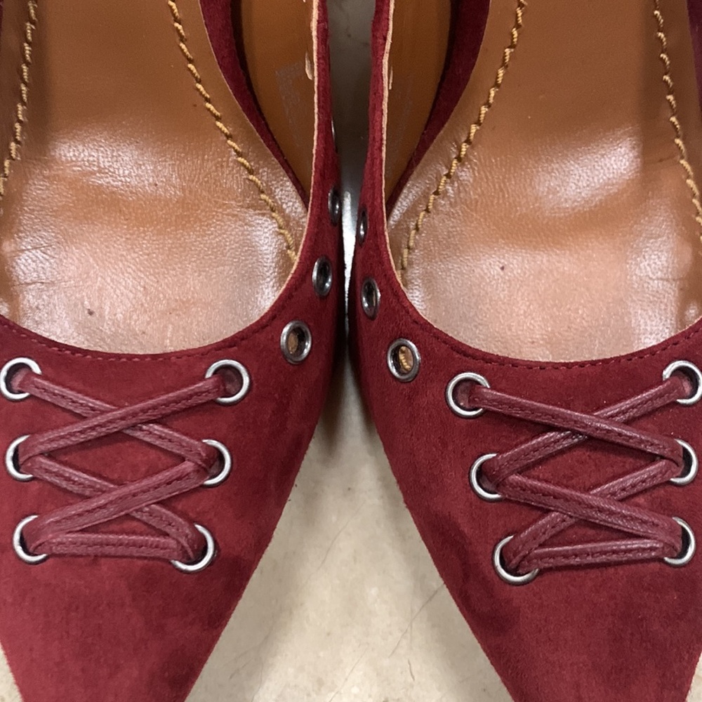 COACH VARICK LACE-UP PUMP IN MERLOT WITH 85MM HEEL SIZE US 8 - Picture 10 of 11